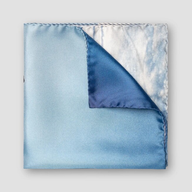 Eton The Help! Album Cover Silk Pocket Square Blue