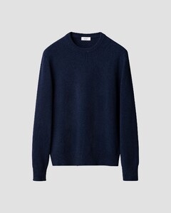 Eton Thick Plain Stitch Luxury Eco Cashmere Crew Neck Pullover Dark Evening Blue