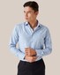 Eton Tonal Buttons Cotton Tencel Check Overhemd Licht Blauw