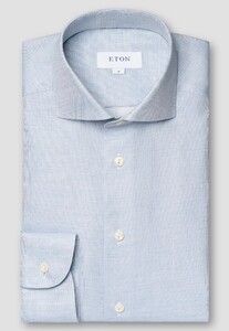 Eton Tonal Mélange Faux Uni Signature Twill Shirt Light Blue