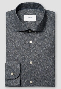 Eton Tonal Ornamental Pattern Signature Twill Overhemd Navy