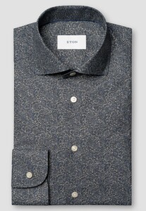 Eton Tonal Ornamental Pattern Signature Twill Overhemd Navy