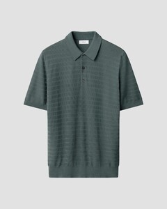 Eton Tonal Pinstripe Stripe Pattern Soft Organic Cotton Polo Groen