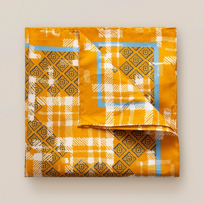 Eton Tweed Fantasy Pocket Square Fine Orange
