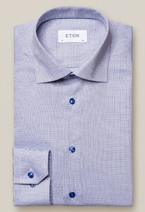 Eton Twill Cutaway Faux Uni Overhemd Midden Blauw