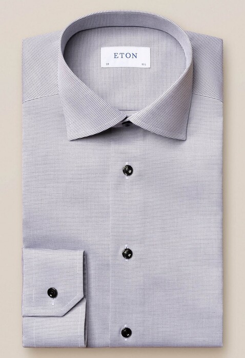 Eton Twill Cutaway Faux Uni Shirt Grey-White