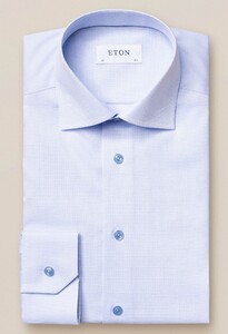 Eton Twill Cutaway Faux Uni Shirt Light Blue-White