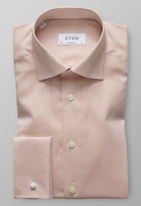 Eton Twill French Cuff Shirt Fine Orange