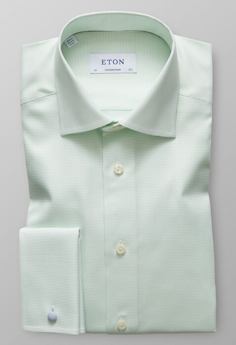 Eton Twill French Cuff Shirt Green