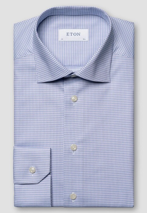 Eton Twill Micro Check Shirt Light Purple