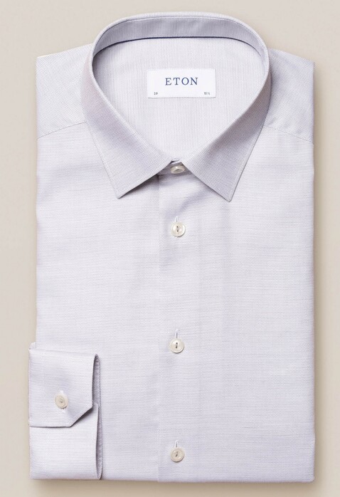 Eton Twill Pin Dot Pattern Shirt Light Grey