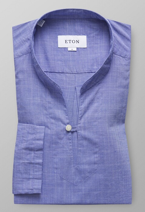 Eton Twill Popover Shirt Evening Blue