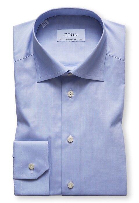 Eton Twill Shirt Overhemd Pastel Blauw Melange