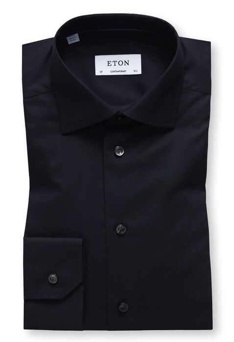 Eton Twill Shirt Overhemd Zwart