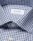 Eton Twill Stretch Allover Check Overhemd Blauw