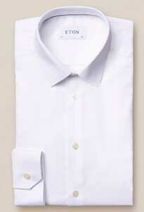 Eton Twill Stretch Pointed Collar Shirt White