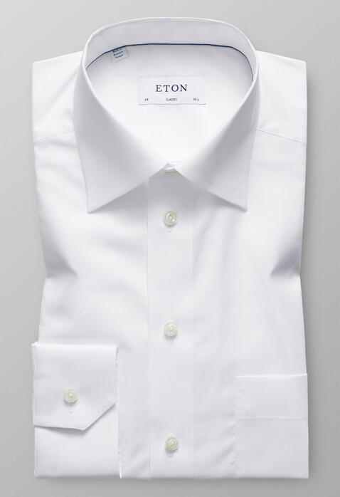 Eton Twill Stretch Uni Overhemd Wit