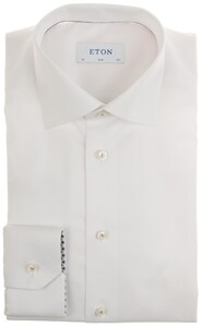 Eton Twill Uni Detail Overhemd Wit