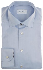 Eton Twill Uni Detail Shirt Light Blue
