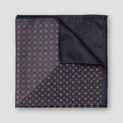 Eton Two-Face Patterned Wool Pochet Navy