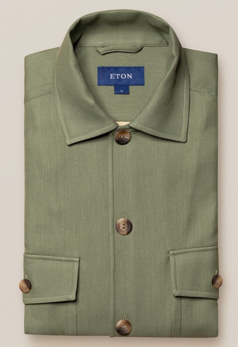 Eton Two Face Twill Organic Cotton Overshirt Green