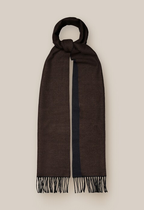 Eton Two-Sided Superfine Merino Scarf Dark Brown Melange