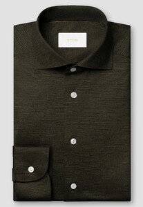 Eton Ultra Soft Merino Wool Tencel Luxury Jersey Shirt Dark Green