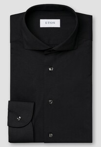 Eton Ultra Soft Plain Color Four-Way Stretch Overhemd Zwart