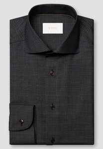 Eton Ultra-Soft Super 120s Merino Wool Check Pattern Shirt Dark Gray