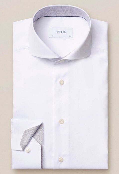 Eton Uni Art Deco Contrast Detail Overhemd Wit