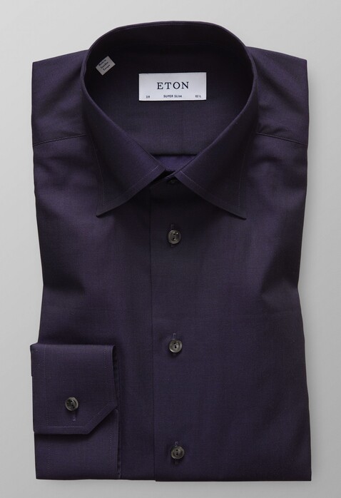 Eton Uni Button Under Signature Twill Shirt Ultra Dark Purple