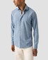 Eton Uni Color Classic Brushed Cotton Luxury Flanel Overhemd Midden Blauw