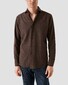 Eton Uni Color Classic Brushed Cotton Luxury Flannel Shirt Dark Brown Melange