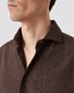 Eton Uni Color Classic Brushed Cotton Luxury Flannel Shirt Dark Brown Melange