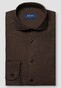 Eton Uni Color Classic Brushed Cotton Luxury Flannel Shirt Dark Brown Melange