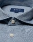 Eton Uni Color Classic Brushed Cotton Luxury Flannel Shirt Mid Blue