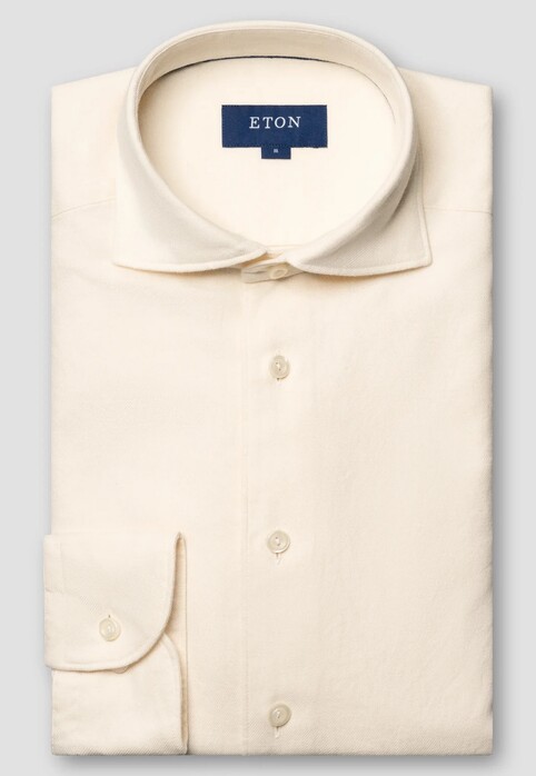 Eton Uni Color Classic Brushed Cotton Luxury Flannel Shirt Off White