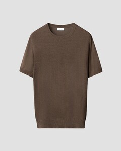 Eton Uni Color Crew Neck Front Organic Cotton Texture Knit T-Shirt Bruin