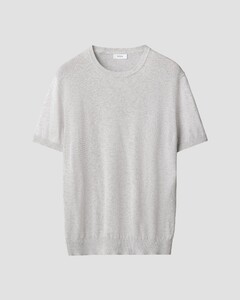 Eton Uni Color Crew Neck Front Organic Cotton Texture Knit T-Shirt Licht Grijs