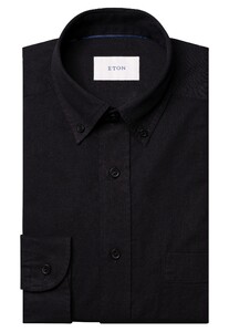 Eton Uni Color Denim Twill Button-Down Shirt Black