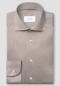 Eton Uni Color Merceized Filo di Scozia Jersey Jacquard Knit Overhemd Beige