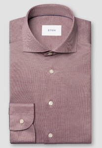 Eton Uni Color Merceized Filo di Scozia Jersey Jacquard Knit Overhemd Rood