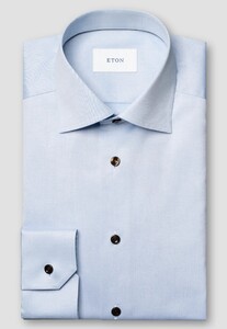 Eton Uni Color Organic Cotton Signature Twill Overhemd Licht Blauw