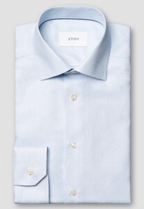 Eton Uni Color Organic Extra Long Staple Cotton Fine Twill Overhemd Licht Blauw