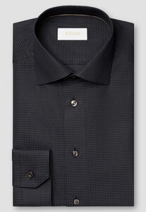 Eton Uni Color Polka Dot Elevated Pique Shirt Dark Gray