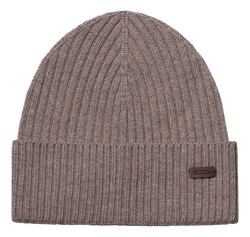 Eton Uni Color Rib Knit Wool Beanie Muts Beige