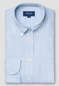 Eton Uni Color Royal Oxford Button Down Overhemd Licht Blauw