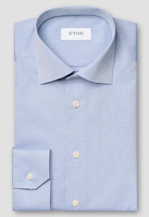 Eton Uni Color Signature Poplin Cotton Overhemd Licht Blauw