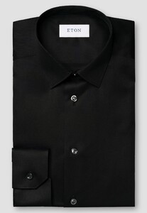 Eton Uni Color Signature Twill Pointed Collar Shirt Black