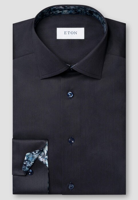 Eton Uni Color Signature Twill Subtle Contrast Details Shirt Dark Navy